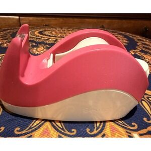 Scotch 3M Desktop Tape Dispenser Pink & White Rabbit Design Series Weighted